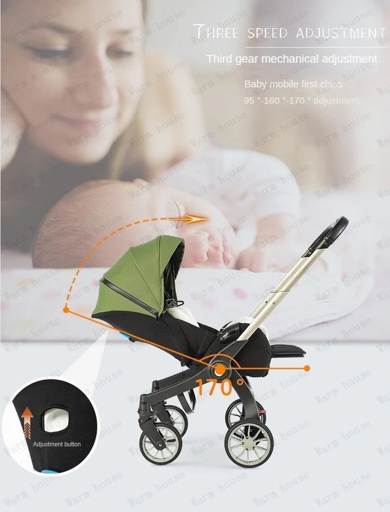 4-in-1 baby two-way stroller Multifunctional newborn baby stroller 3in1 Foldable Basket type seat