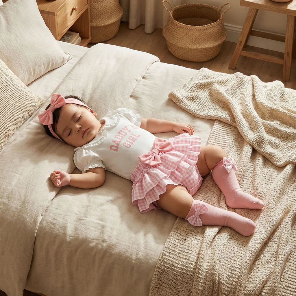 Baby Girls Cute Outfits Short Sleeve Doll Collar Romper Tutu Skirt Headband Socks Infant 4 Piece Sets 2026 Summer