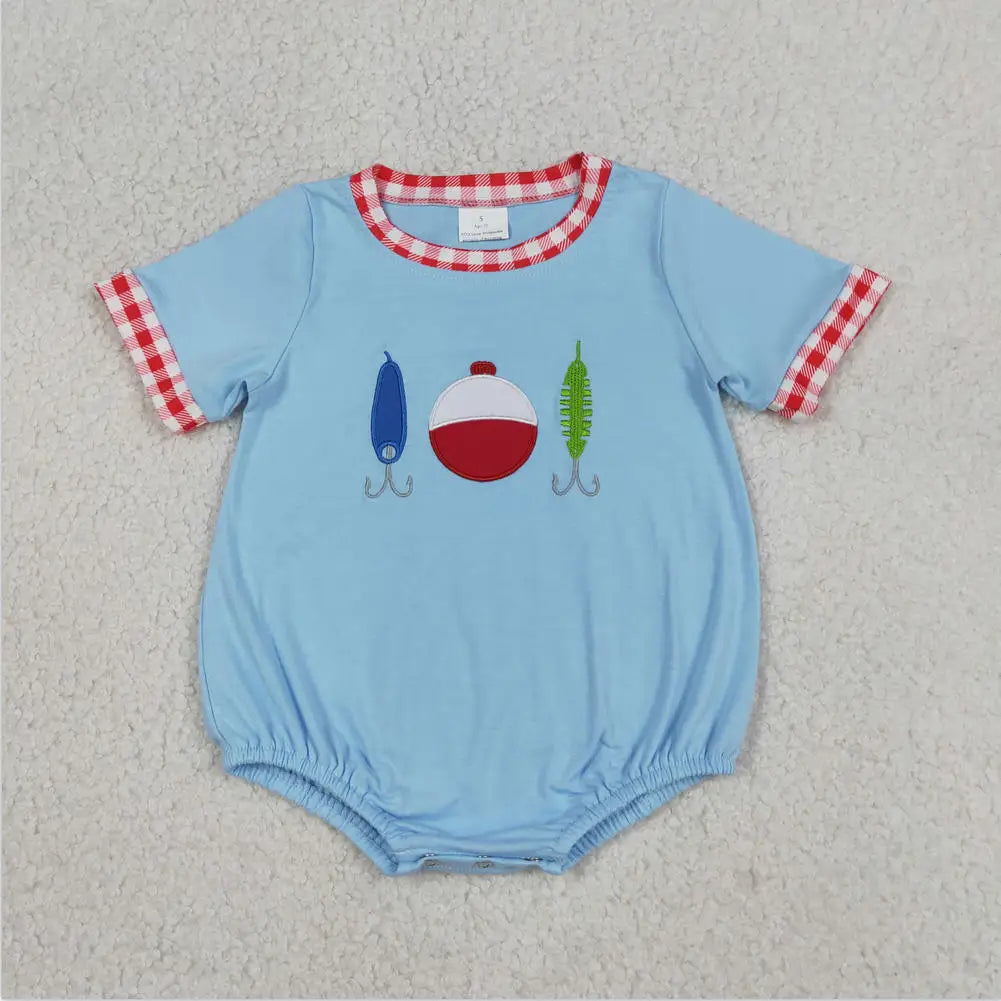 Hot sale Sleeveless ducks button Bubble romper boutique clothing Baby Boys Plaid Ducks Rompers Toddler
