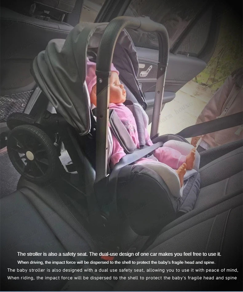 4-in-1 baby two-way stroller Multifunctional newborn baby stroller 3in1 Foldable Basket type seat