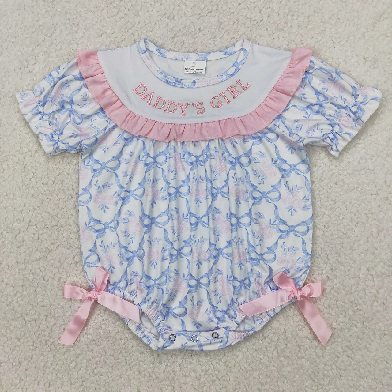 Wholesale Newborn Embroidery Bows Bubble Romper Toddler Kids Sleeveless Floral Clothes Baby Girl Children Summer Clothing