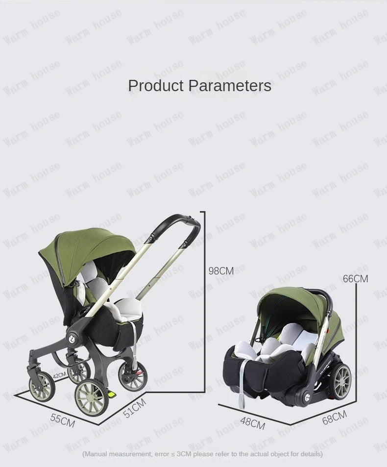 4-in-1 baby two-way stroller Multifunctional newborn baby stroller 3in1 Foldable Basket type seat