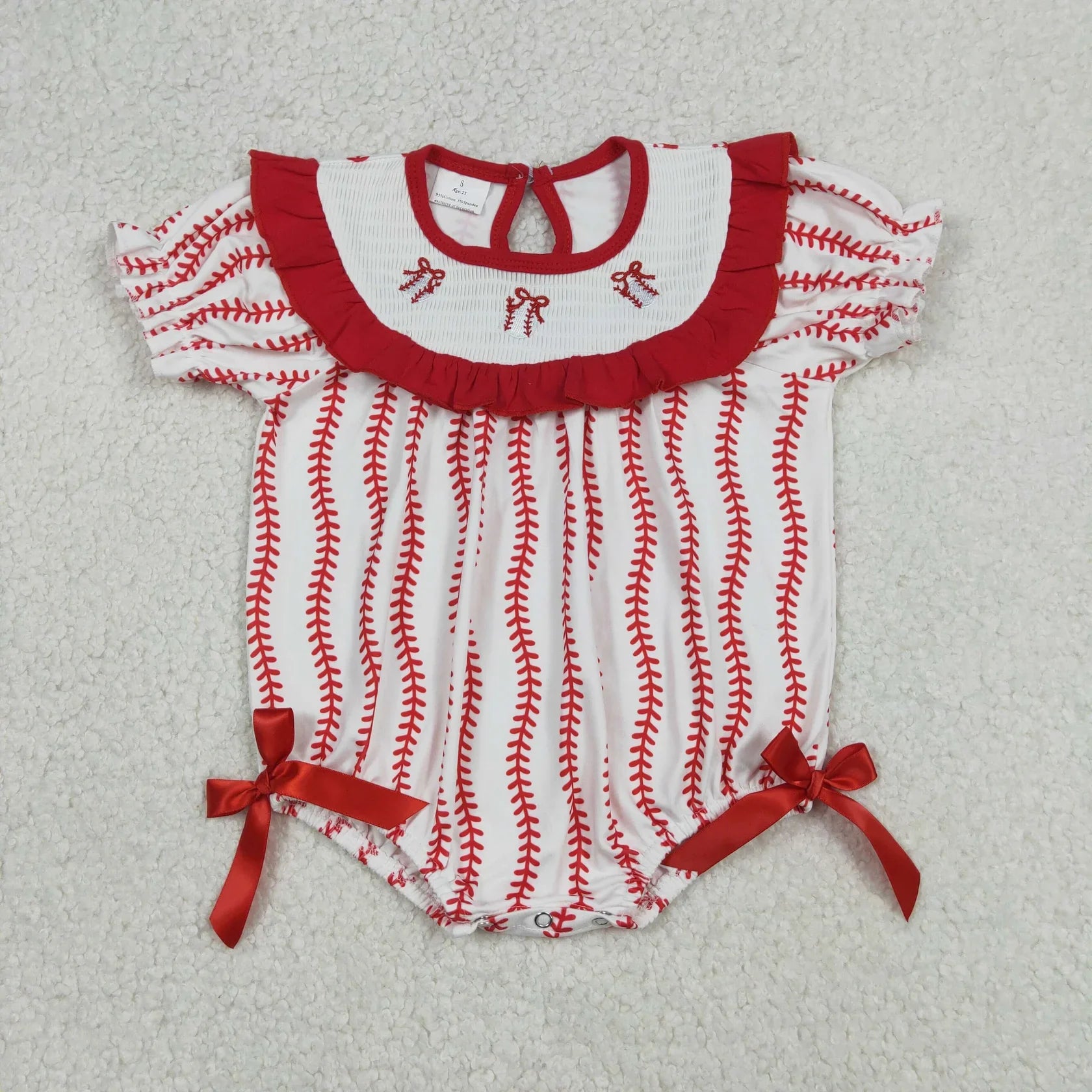 Wholesale Newborn Embroidery Bows Bubble Romper Toddler Kids Sleeveless Floral Clothes Baby Girl Children Summer Clothing