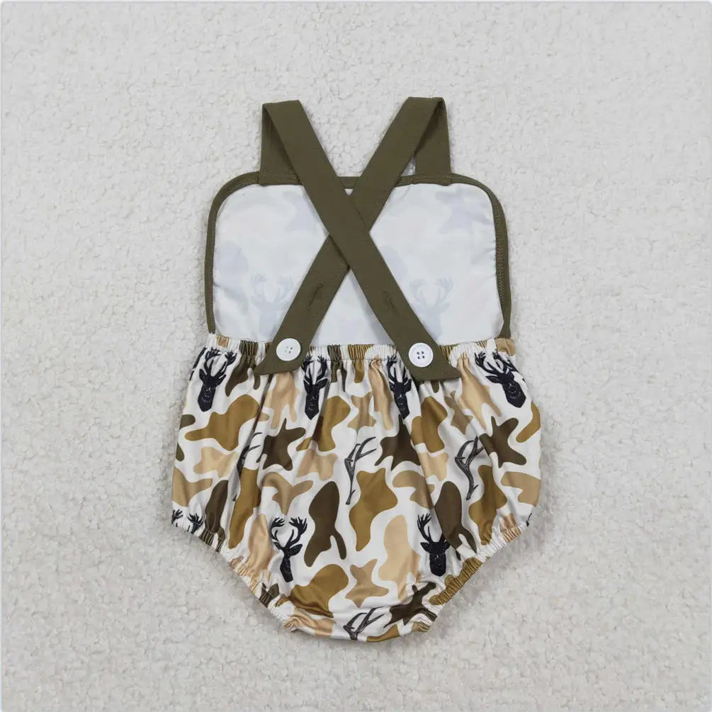 Hot sale Sleeveless ducks button Bubble romper boutique clothing Baby Boys Plaid Ducks Rompers Toddler