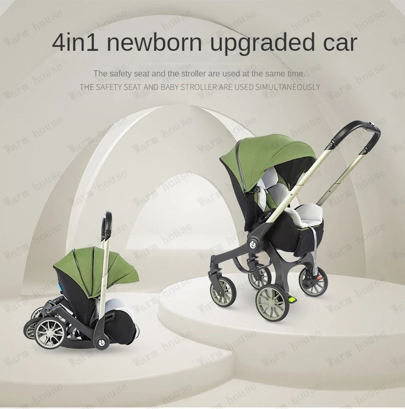 4-in-1 baby two-way stroller Multifunctional newborn baby stroller 3in1 Foldable Basket type seat