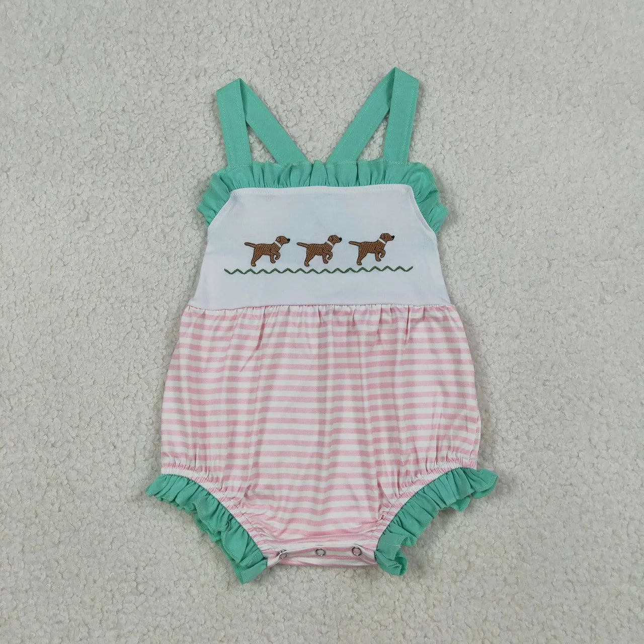 Wholesale Newborn Embroidery Bows Bubble Romper Toddler Kids Sleeveless Floral Clothes Baby Girl Children Summer Clothing