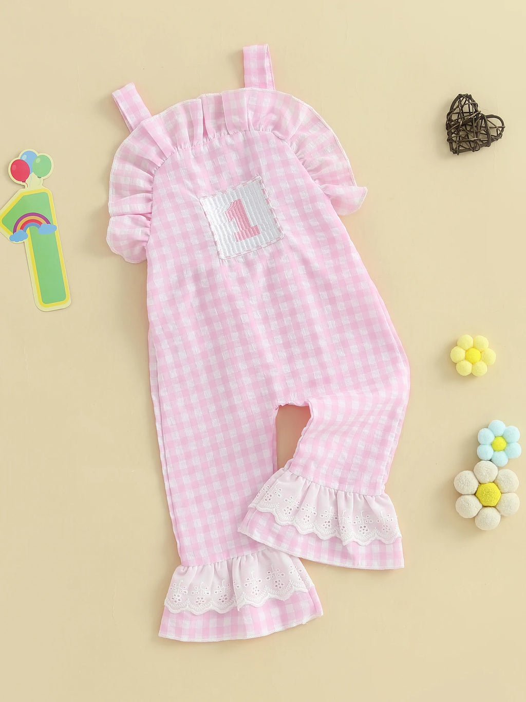 Baby Girl Rompers Sleeveless Letter Embroidery Plaid Jumpsuit Suspender Pants Summer Outfit