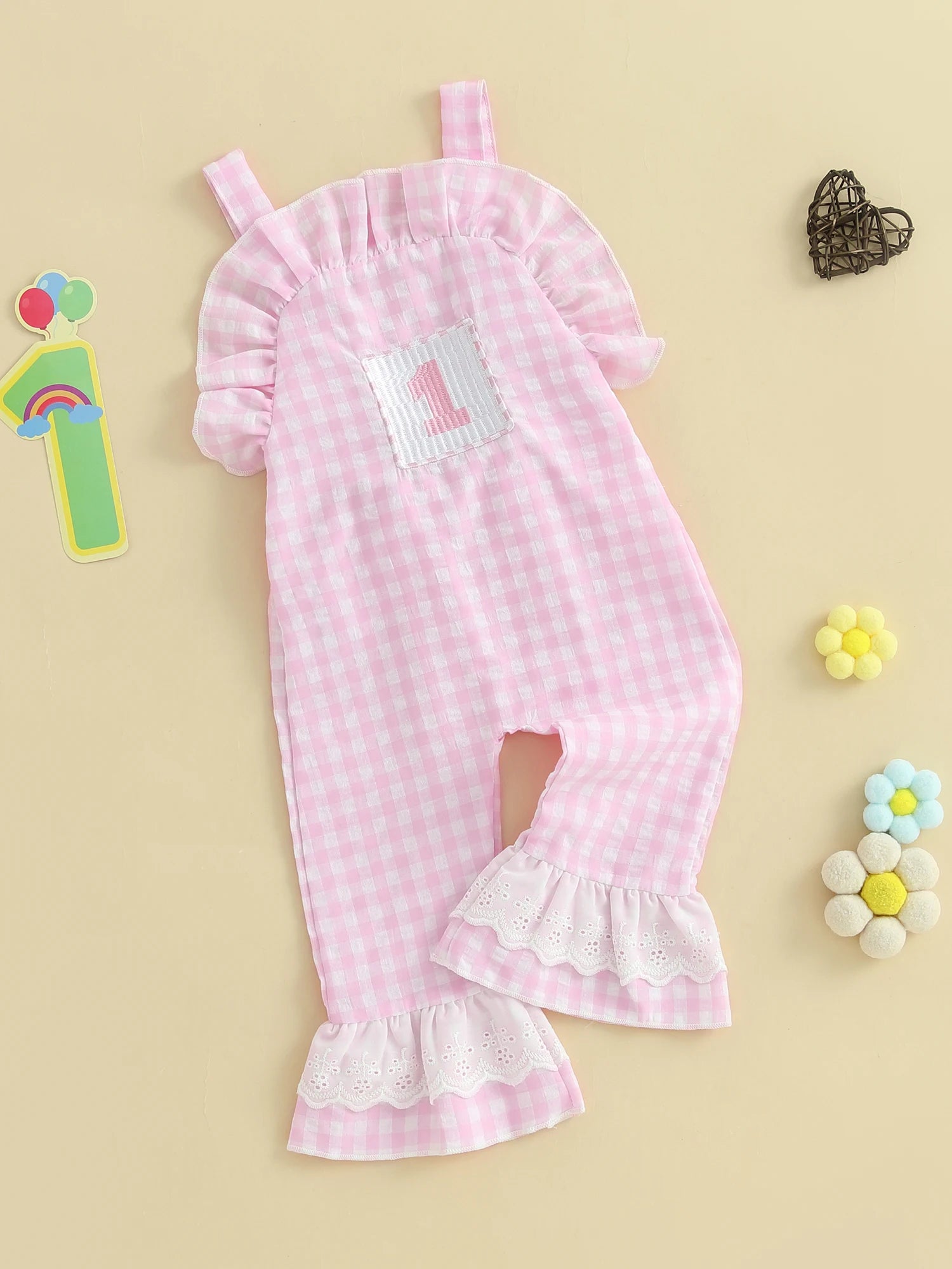Baby Girl Rompers Sleeveless Letter Embroidery Plaid Jumpsuit Suspender Pants Summer Outfit