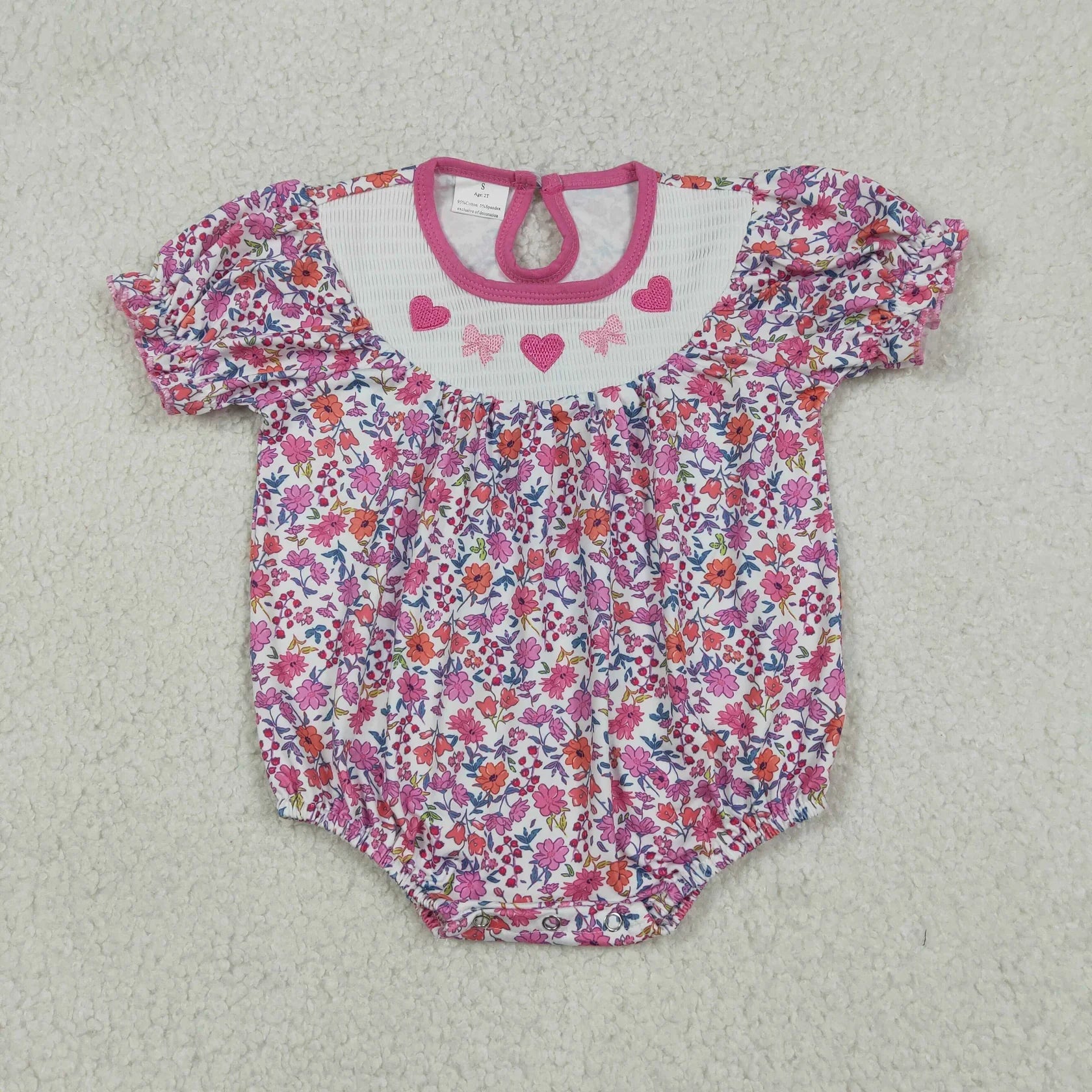 Wholesale Newborn Embroidery Bows Bubble Romper Toddler Kids Sleeveless Floral Clothes Baby Girl Children Summer Clothing