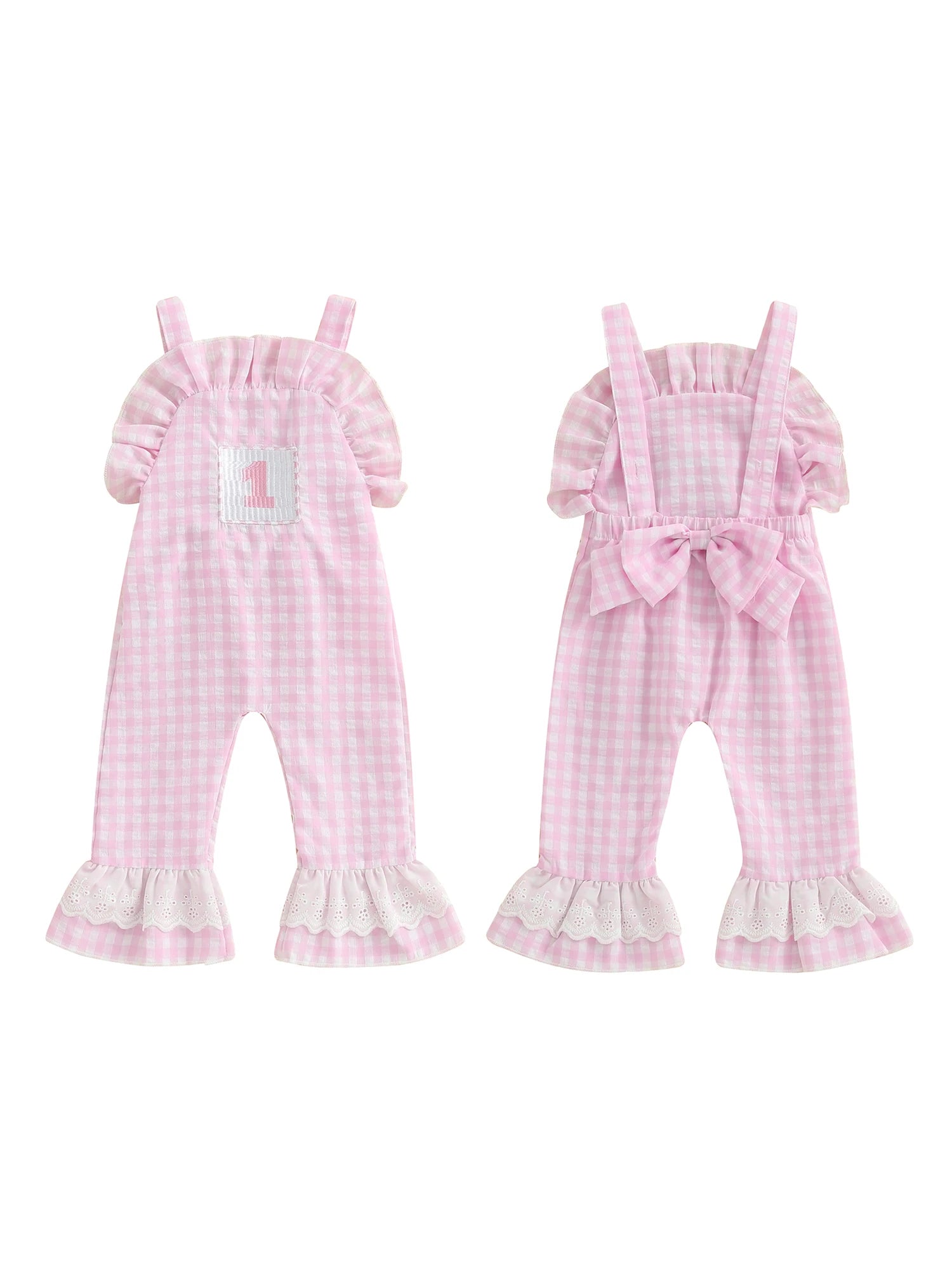 Baby Girl Rompers Sleeveless Letter Embroidery Plaid Jumpsuit Suspender Pants Summer Outfit