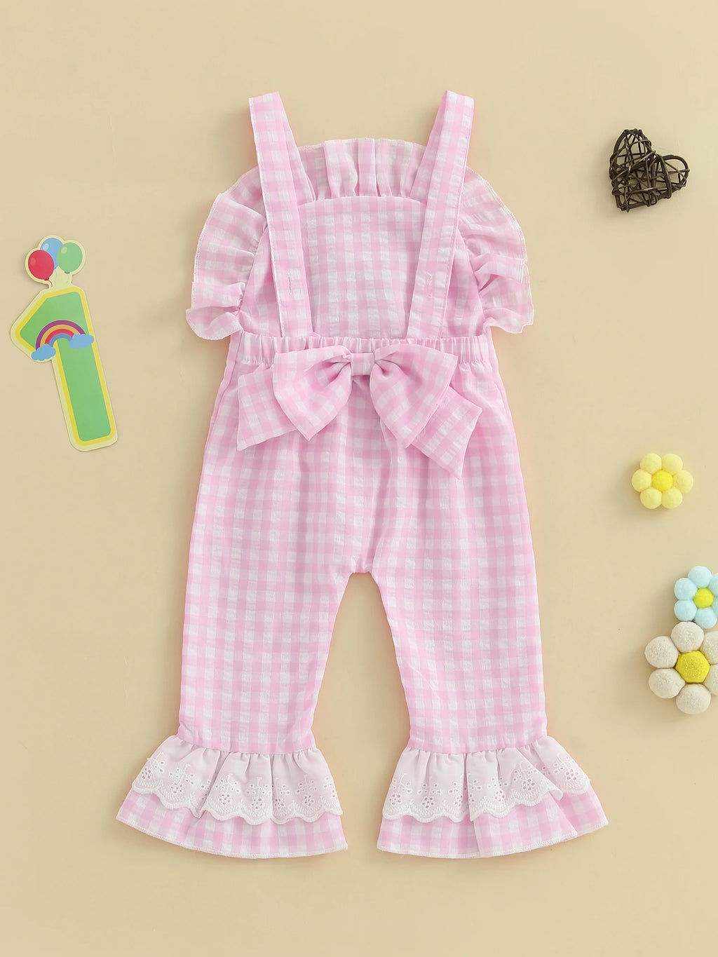 Baby Girl Rompers Sleeveless Letter Embroidery Plaid Jumpsuit Suspender Pants Summer Outfit