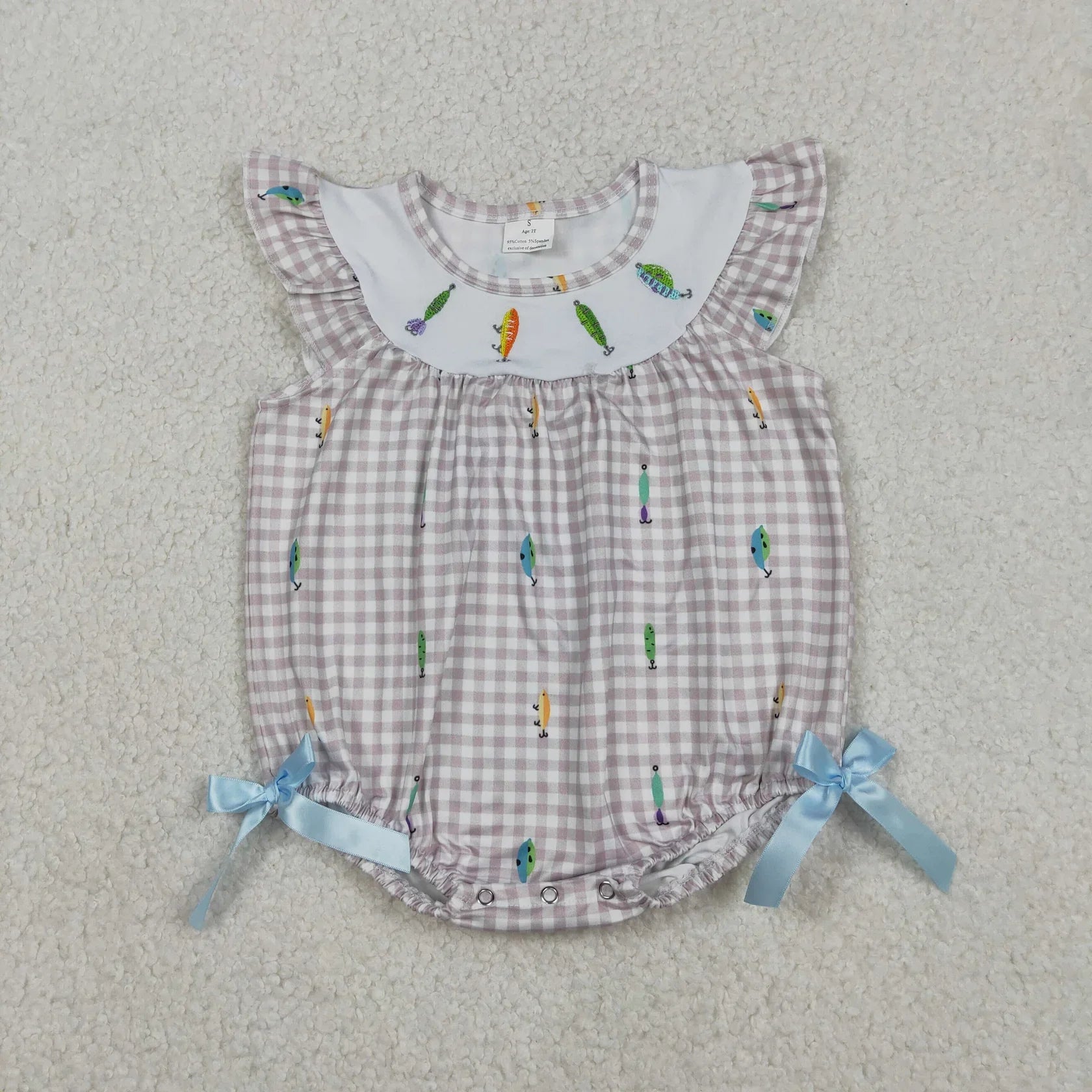 Wholesale Newborn Embroidery Bows Bubble Romper Toddler Kids Sleeveless Floral Clothes Baby Girl Children Summer Clothing