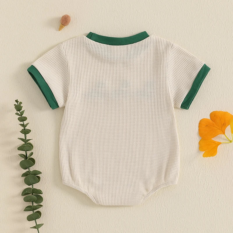 2025-01-13 Lioraitiin Newborn Baby Boys Girls Romper Short Sleeve Crew Neck Duck Embroidery Bodysuit Playsuit