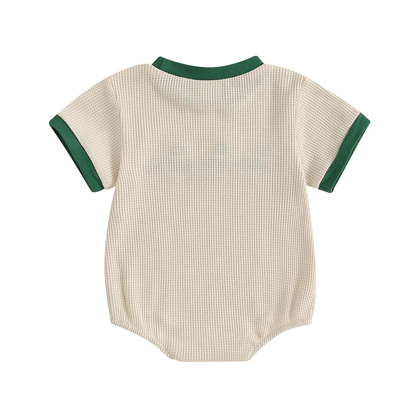 2025-01-13 Lioraitiin Newborn Baby Boys Girls Romper Short Sleeve Crew Neck Duck Embroidery Bodysuit Playsuit