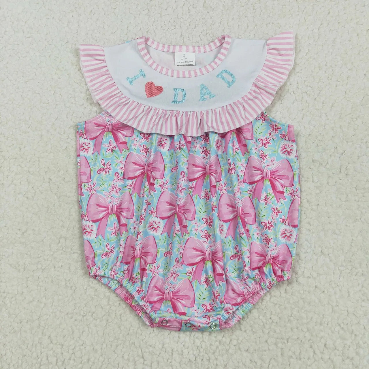 Wholesale Newborn Embroidery Bows Bubble Romper Toddler Kids Sleeveless Floral Clothes Baby Girl Children Summer Clothing