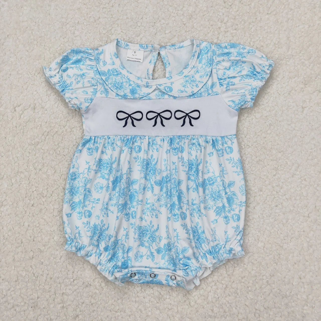 Wholesale Newborn Embroidery Bows Bubble Romper Toddler Kids Sleeveless Floral Clothes Baby Girl Children Summer Clothing