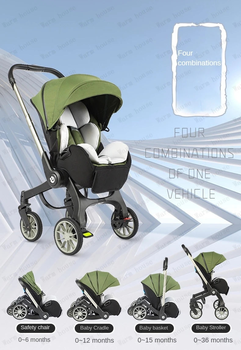 4-in-1 baby two-way stroller Multifunctional newborn baby stroller 3in1 Foldable Basket type seat