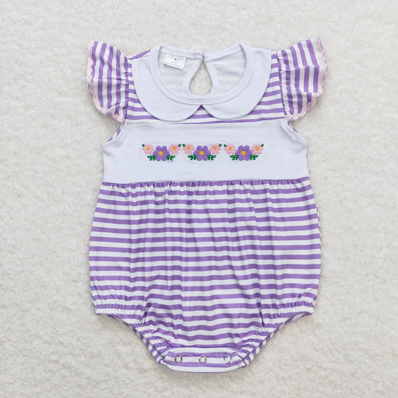 Wholesale Newborn Embroidery Bows Bubble Romper Toddler Kids Sleeveless Floral Clothes Baby Girl Children Summer Clothing
