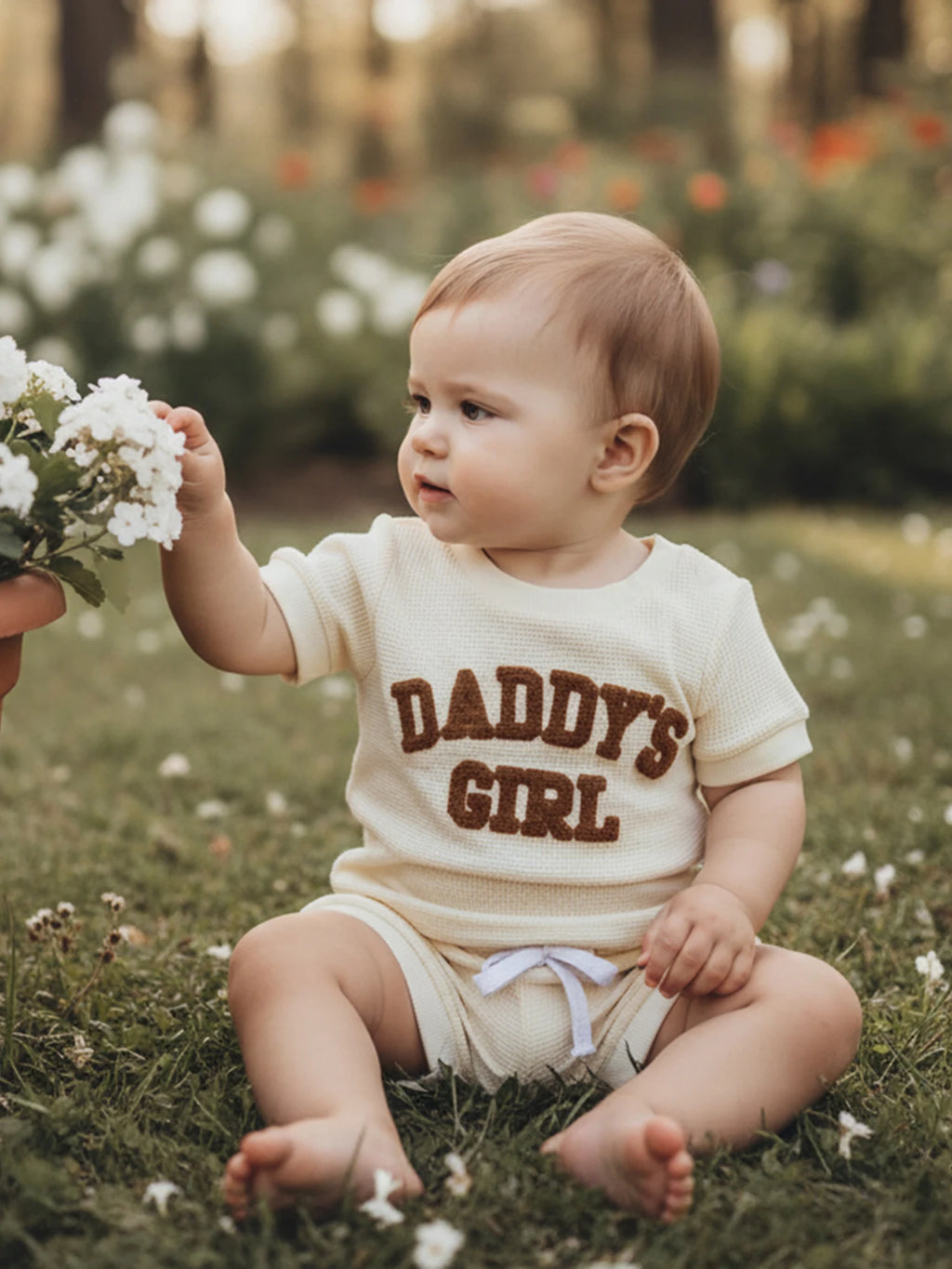 Baby Girls 2 Piece Outfits Fashionable Letter Embroidery Short Sleeve Round Neck Romper and Elastic Waist Shorts Set0-9M