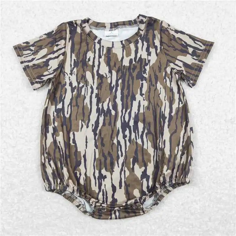 Hot sale Sleeveless ducks button Bubble romper boutique clothing Baby Boys Plaid Ducks Rompers Toddler