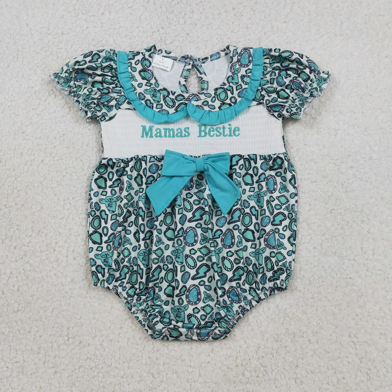 Wholesale Newborn Embroidery Bows Bubble Romper Toddler Kids Sleeveless Floral Clothes Baby Girl Children Summer Clothing