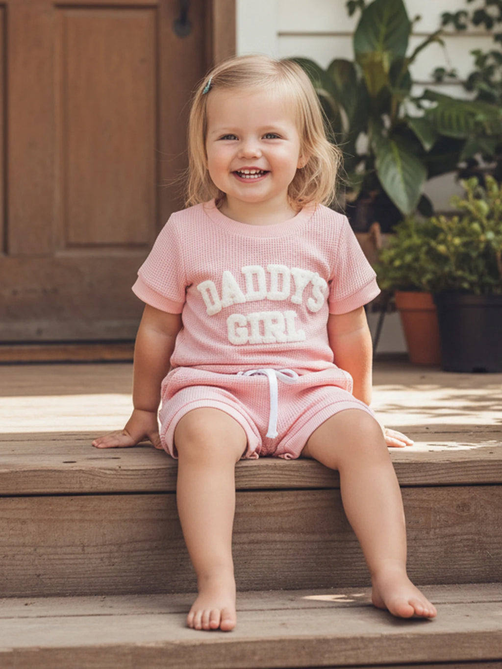 Baby Girls 2 Piece Outfits Fashionable Letter Embroidery Short Sleeve Round Neck Romper and Elastic Waist Shorts Set0-9M