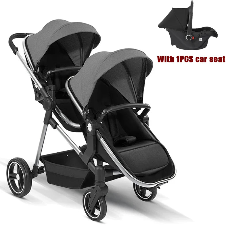 3in1 Twins baby stroller with car seat Lightweight small folded carry on baby carriage multifunctional baby strollers