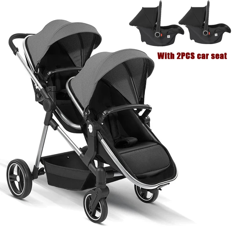 3in1 Twins baby stroller with car seat Lightweight small folded carry on baby carriage multifunctional baby strollers