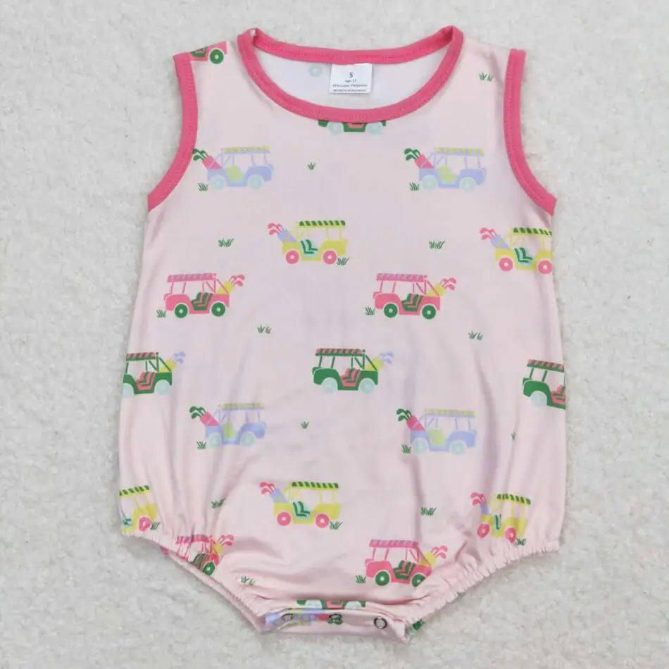 Hot sale Sleeveless ducks button Bubble romper boutique clothing Baby Boys Plaid Ducks Rompers Toddler