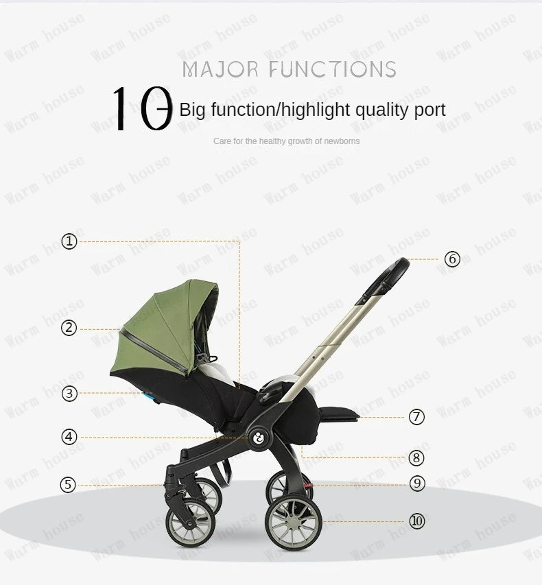 4-in-1 baby two-way stroller Multifunctional newborn baby stroller 3in1 Foldable Basket type seat