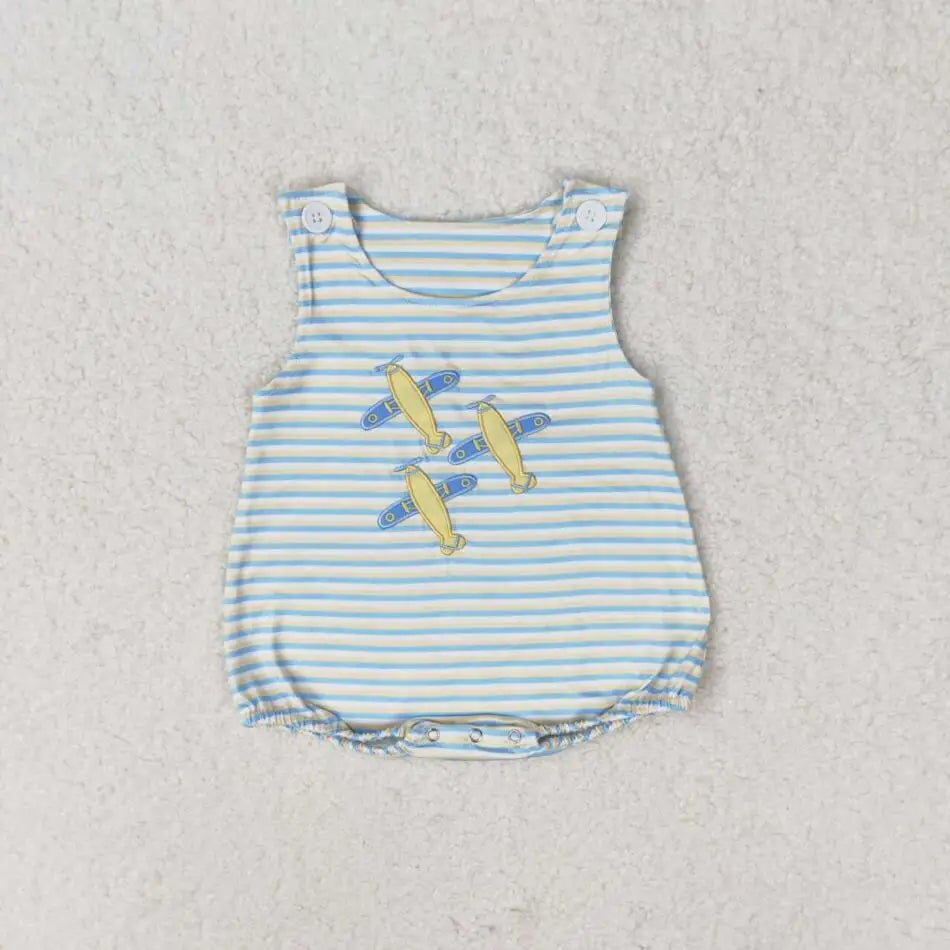Hot sale Sleeveless ducks button Bubble romper boutique clothing Baby Boys Plaid Ducks Rompers Toddler
