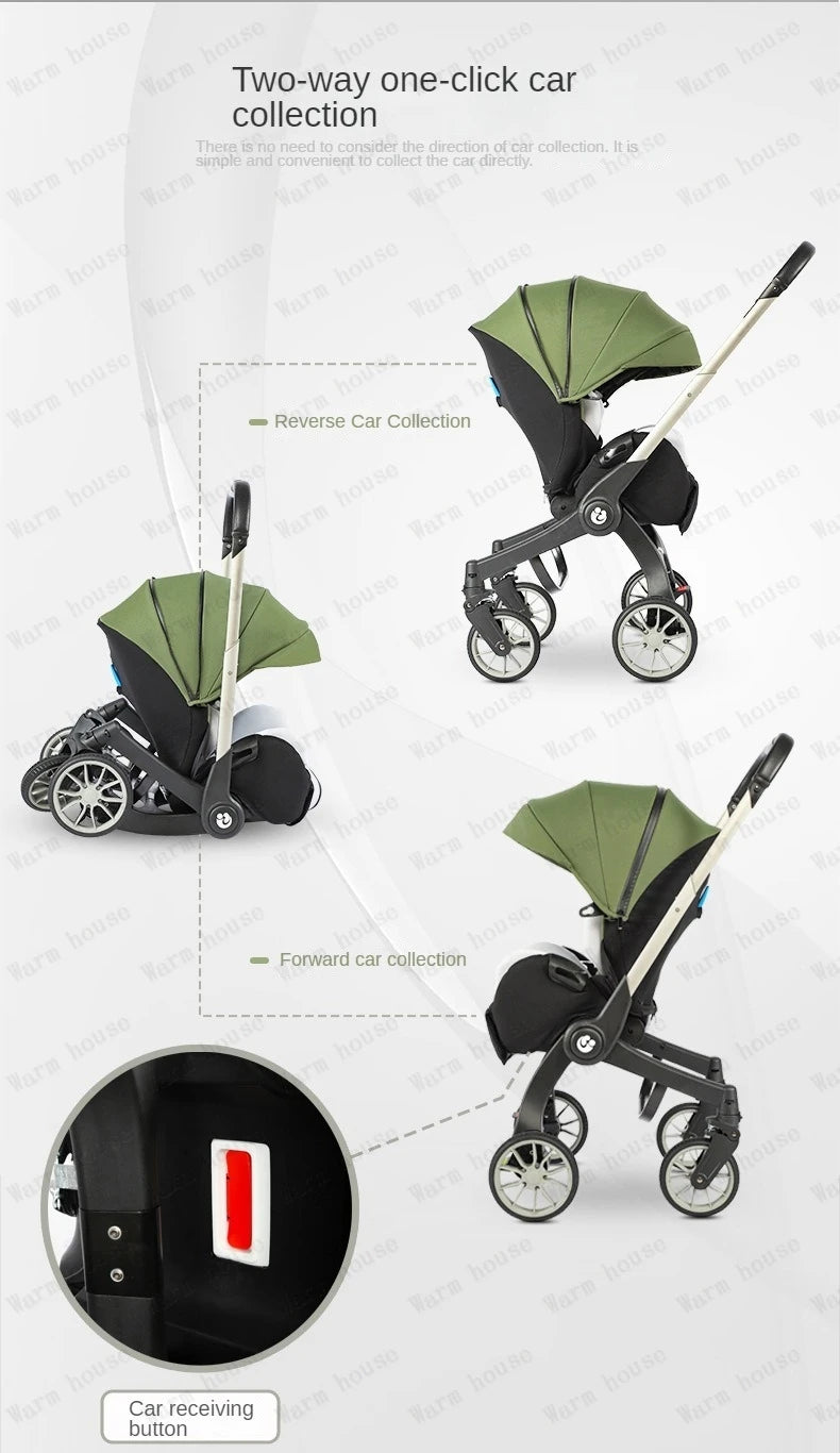 4-in-1 baby two-way stroller Multifunctional newborn baby stroller 3in1 Foldable Basket type seat