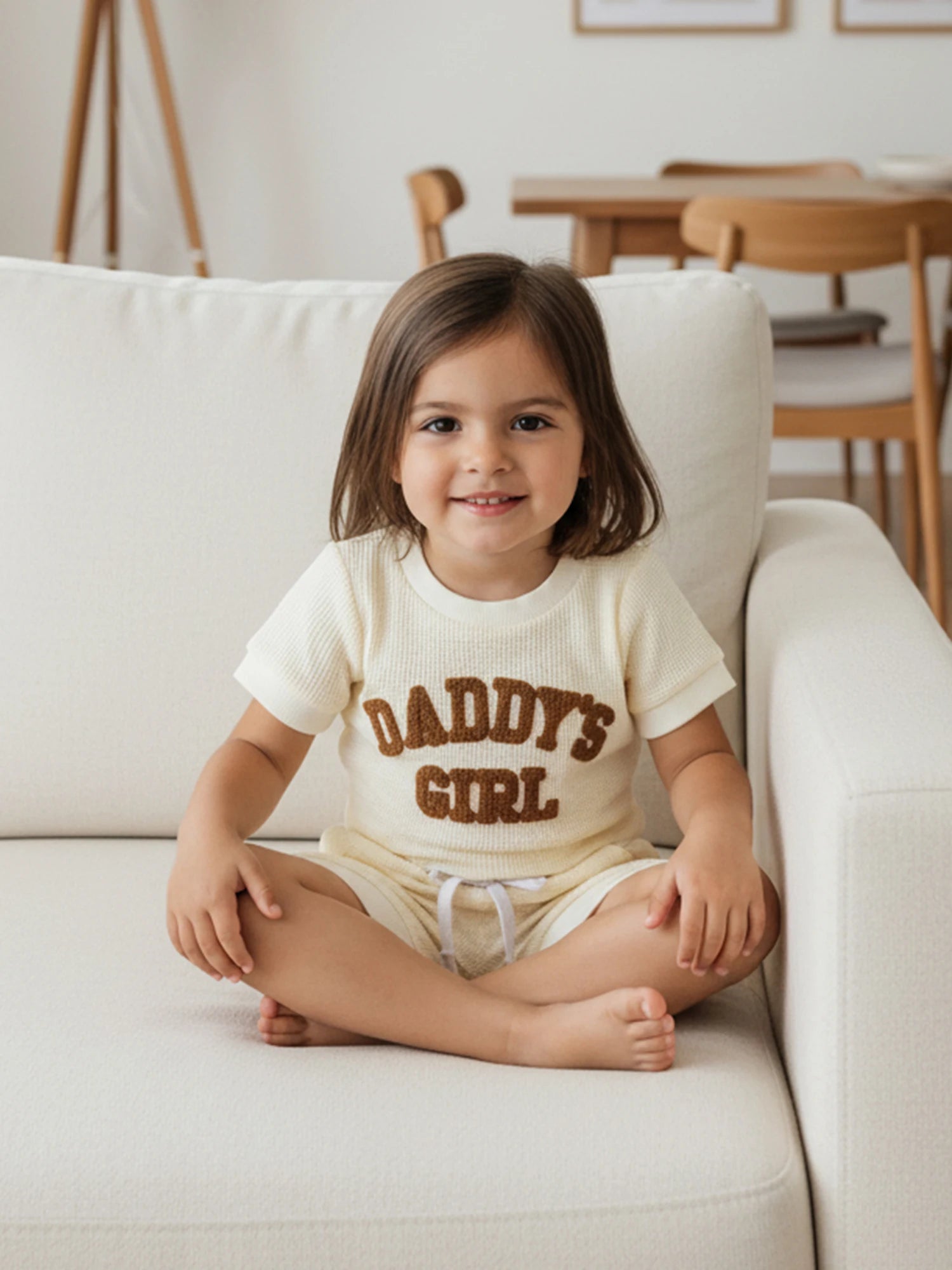 Baby Girls 2 Piece Outfits Fashionable Letter Embroidery Short Sleeve Round Neck Romper and Elastic Waist Shorts Set0-9M