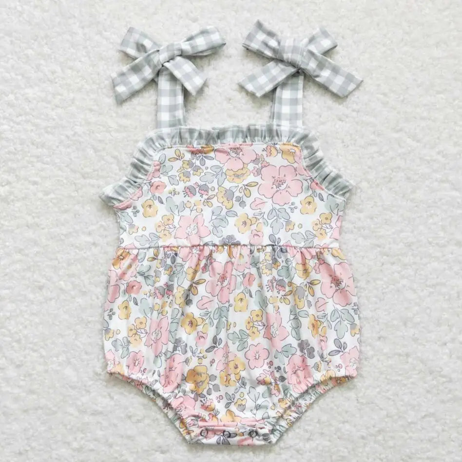 Hot sale Sleeveless ducks button Bubble romper boutique clothing Baby Boys Plaid Ducks Rompers Toddler