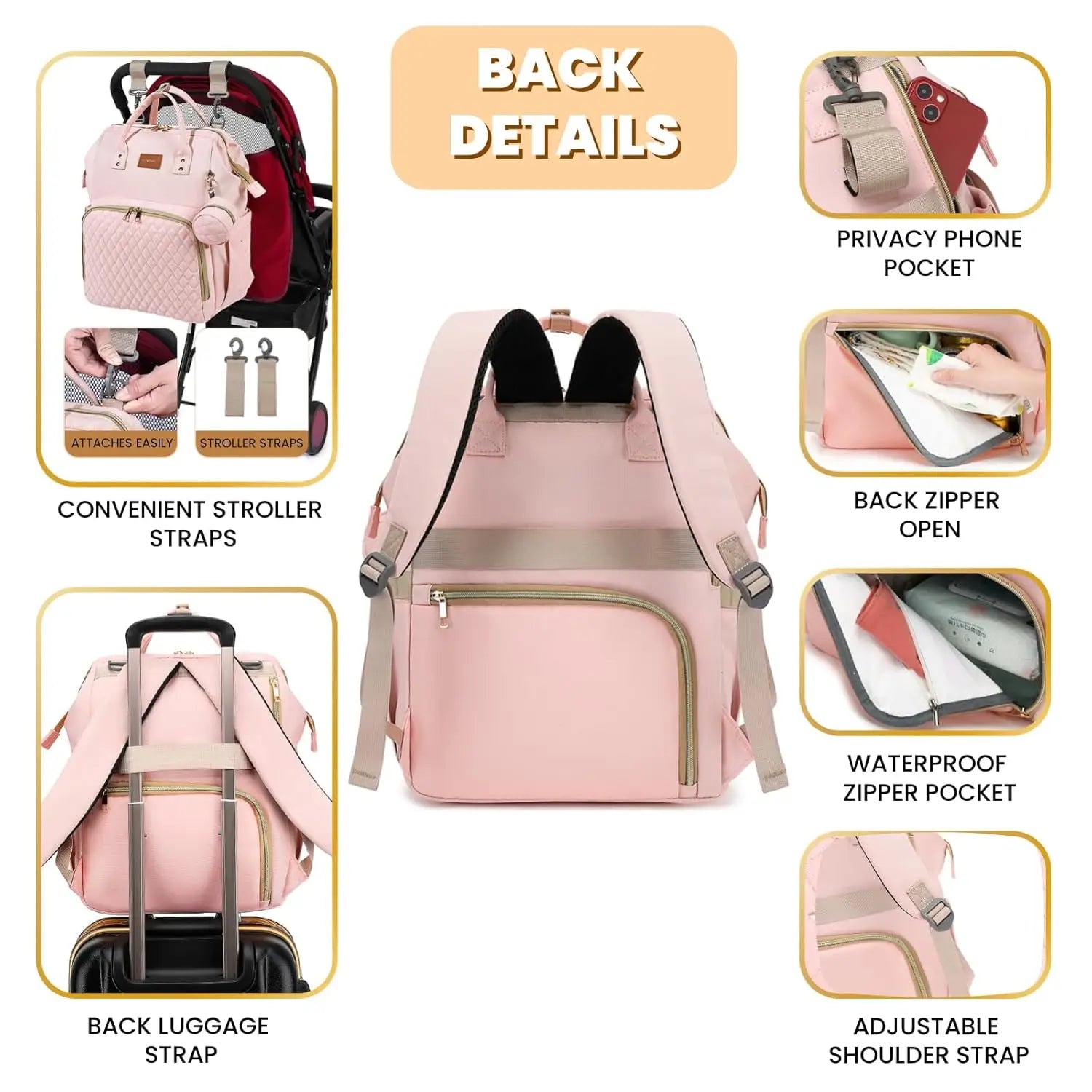 Pink Diaper Backpack (35L)
