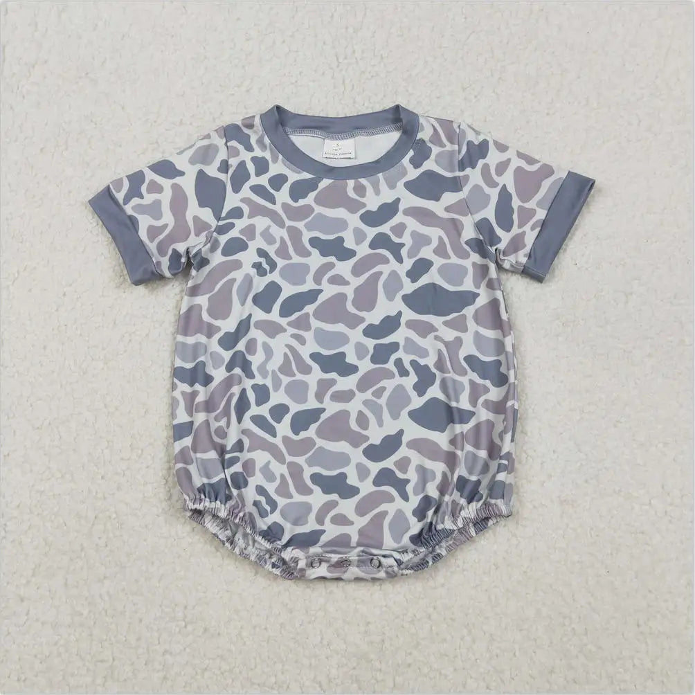 Hot sale Sleeveless ducks button Bubble romper boutique clothing Baby Boys Plaid Ducks Rompers Toddler