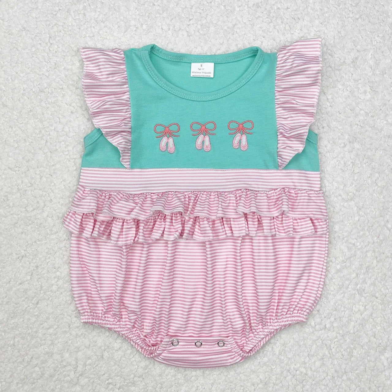 Wholesale Newborn Embroidery Bows Bubble Romper Toddler Kids Sleeveless Floral Clothes Baby Girl Children Summer Clothing