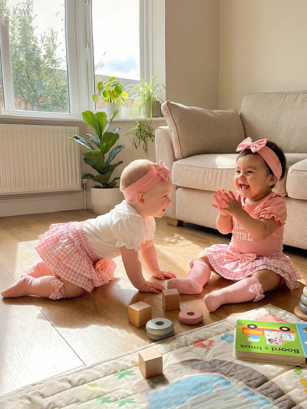 Baby Girls Cute Outfits Short Sleeve Doll Collar Romper Tutu Skirt Headband Socks Infant 4 Piece Sets 2026 Summer