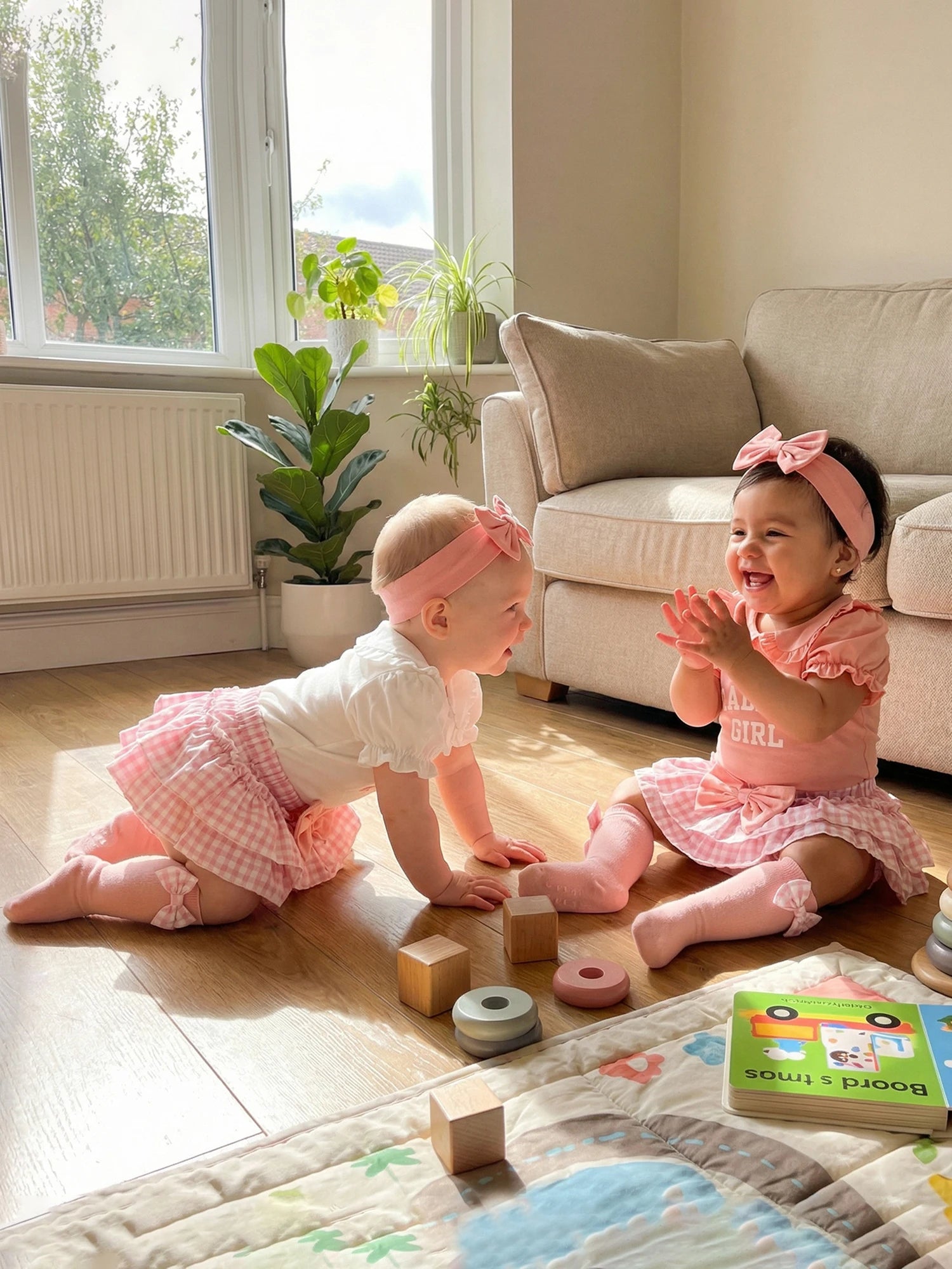 Baby Girls Cute Outfits Short Sleeve Doll Collar Romper Tutu Skirt Headband Socks Infant 4 Piece Sets 2026 Summer