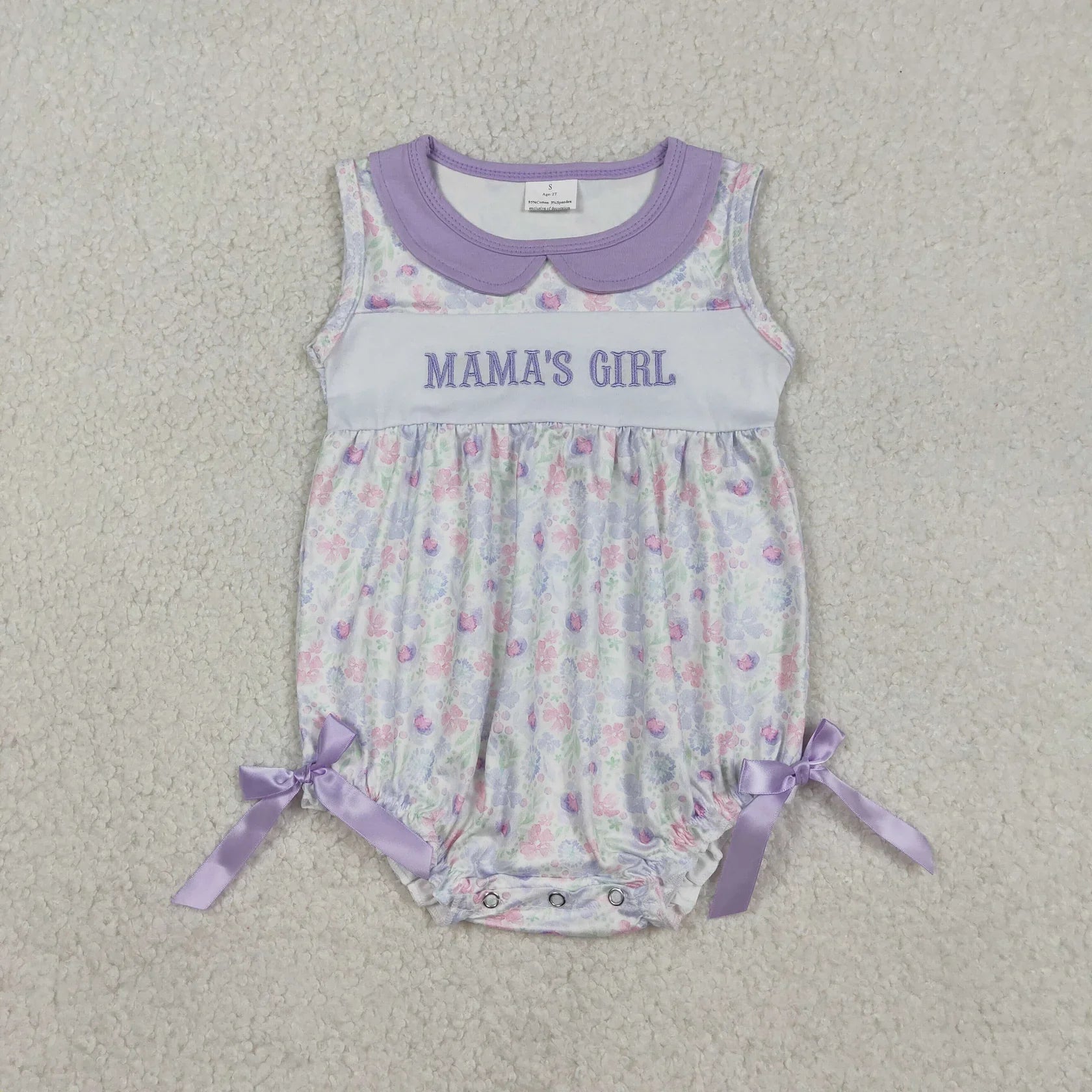 Wholesale Newborn Embroidery Bows Bubble Romper Toddler Kids Sleeveless Floral Clothes Baby Girl Children Summer Clothing