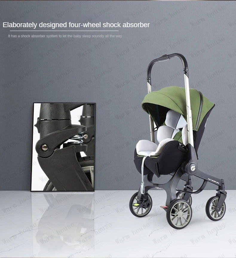 4-in-1 baby two-way stroller Multifunctional newborn baby stroller 3in1 Foldable Basket type seat