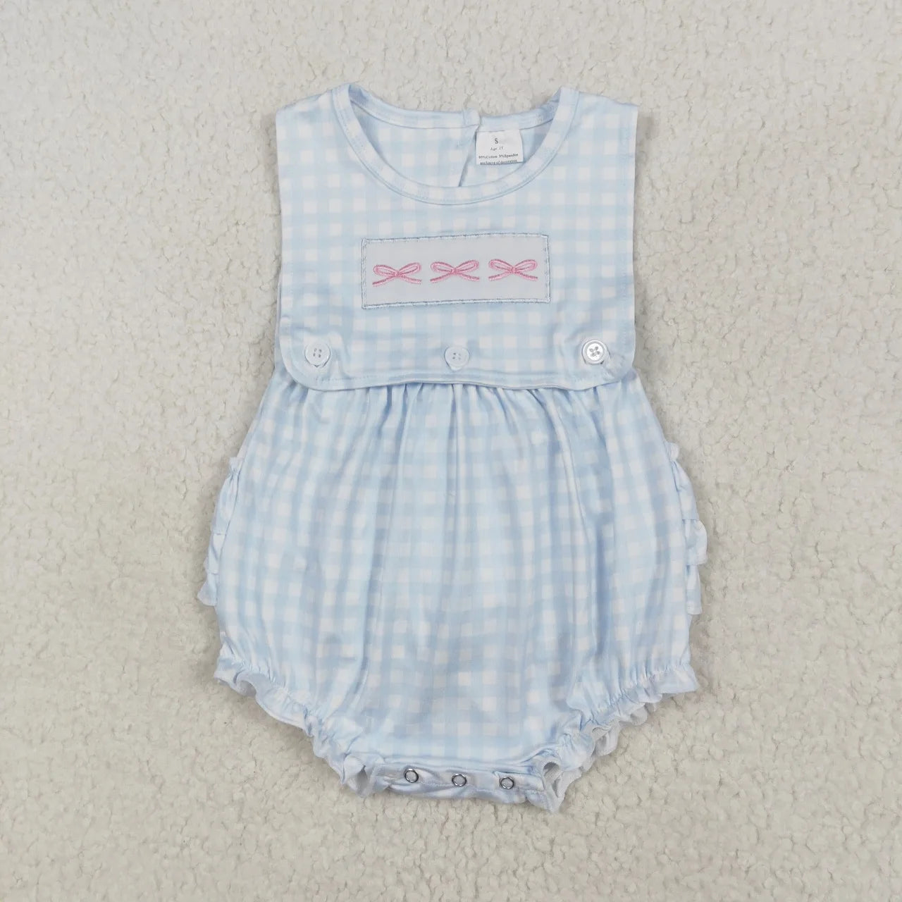 Wholesale Newborn Embroidery Bows Bubble Romper Toddler Kids Sleeveless Floral Clothes Baby Girl Children Summer Clothing