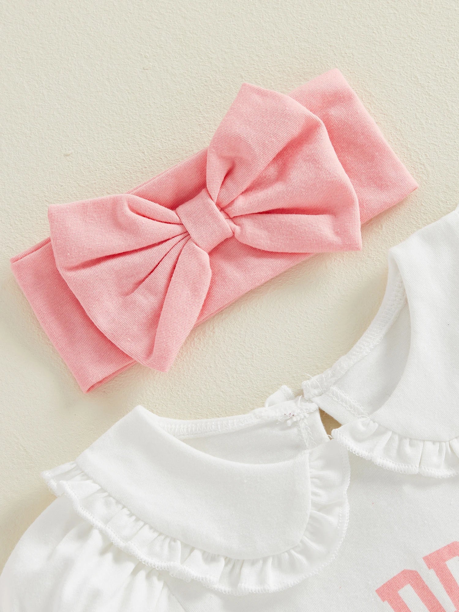 Baby Girls Cute Outfits Short Sleeve Doll Collar Romper Tutu Skirt Headband Socks Infant 4 Piece Sets 2026 Summer