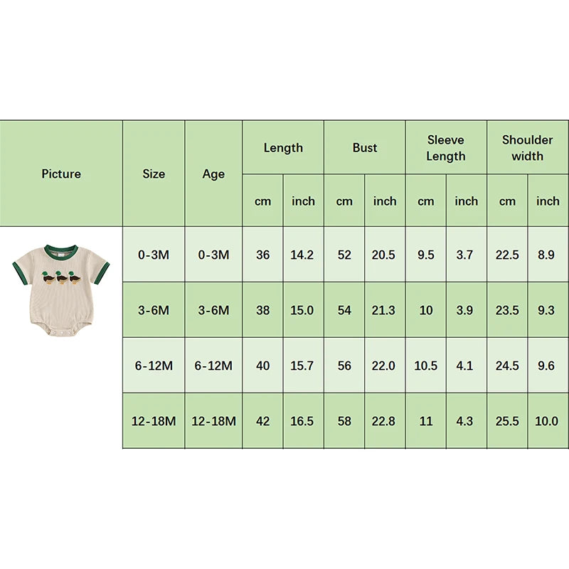 2025-01-13 Lioraitiin Newborn Baby Boys Girls Romper Short Sleeve Crew Neck Duck Embroidery Bodysuit Playsuit